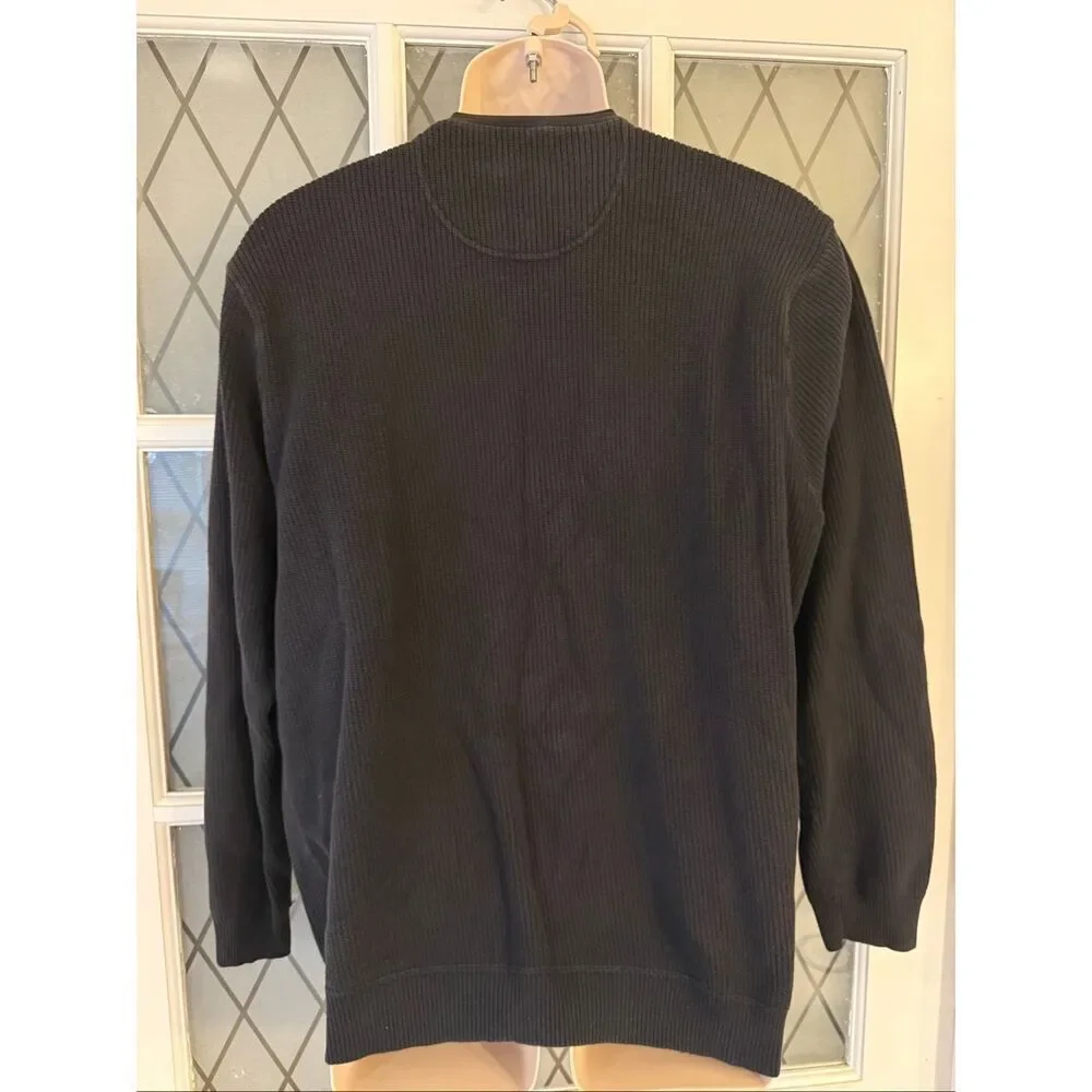 Tommy Bahama Men's Classic V-Neck Cotton Knit Sweater Ribbed Casual Black XL